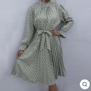 Not for sale.     Pleated Bowknot Polka Dot Midi Dress -Size XL (runs small)‌‌